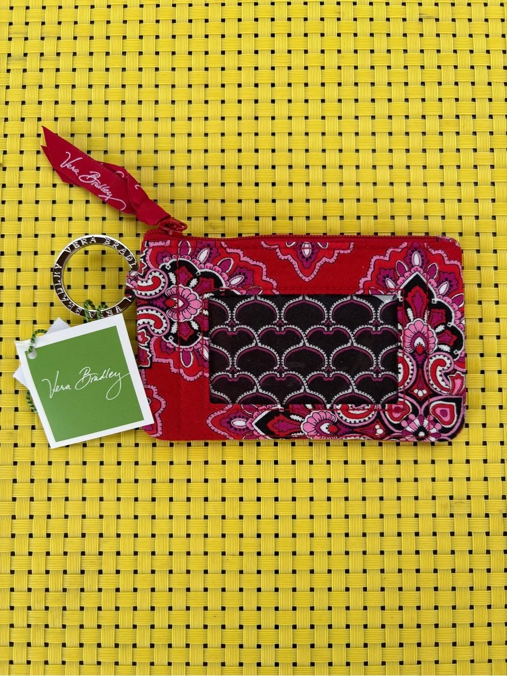 Vera Bradley Frankly Scarlet Zip ID Case NWT